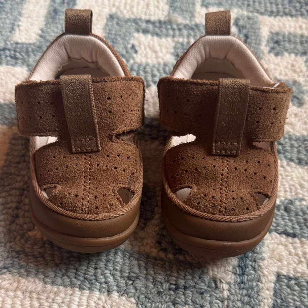 UGG Brown Suede Kids Moccasin Sandals
